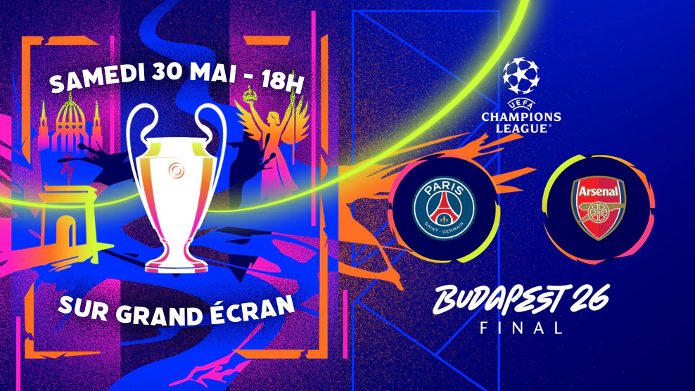 Samedi 30 mai, venez regarder avec nous la finale de la ligue des champions sur grand écran.
